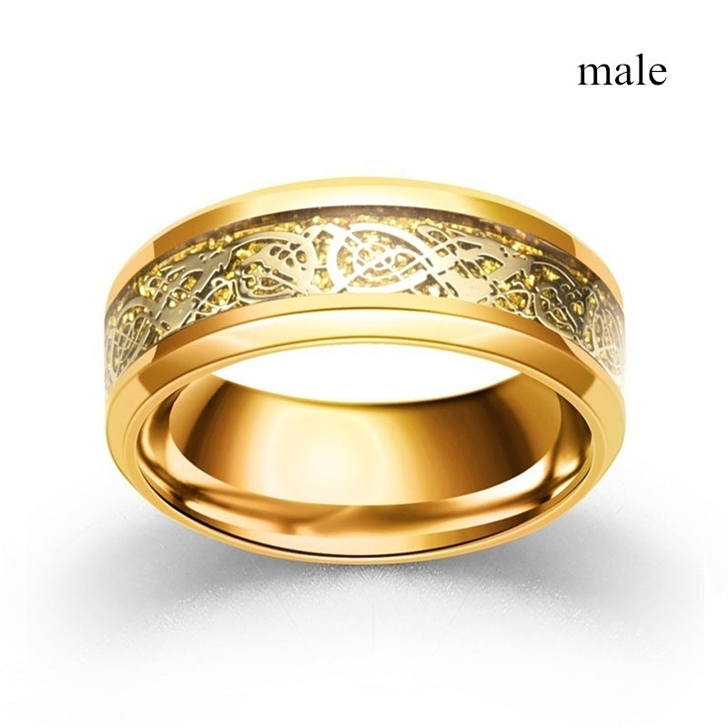 Gold Dragon Ring Inlaid With Zircon