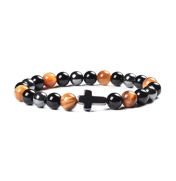 Colorful Tigereye Cross Agate Bracelet