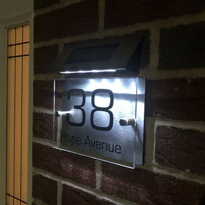 Solar Powered Doorplate Light Digital Address Indication Number Plate Light Control Door Number Warning Sign