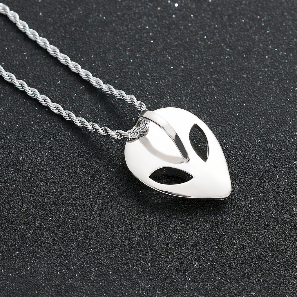 Alien Mask Pendant Micropaved Zircon Necklace