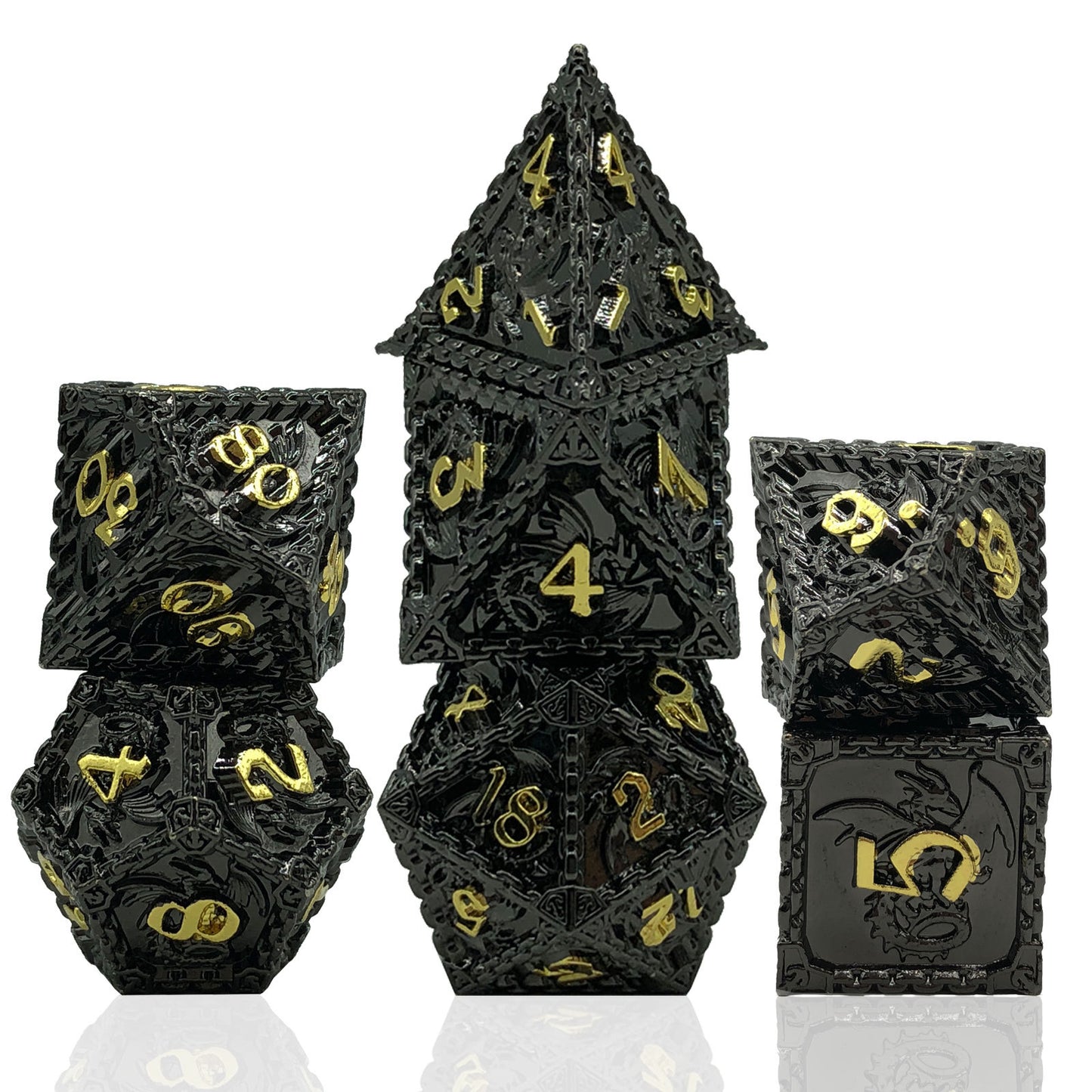 Metal Solid Dragon And Dungeon Polyhedral Dice