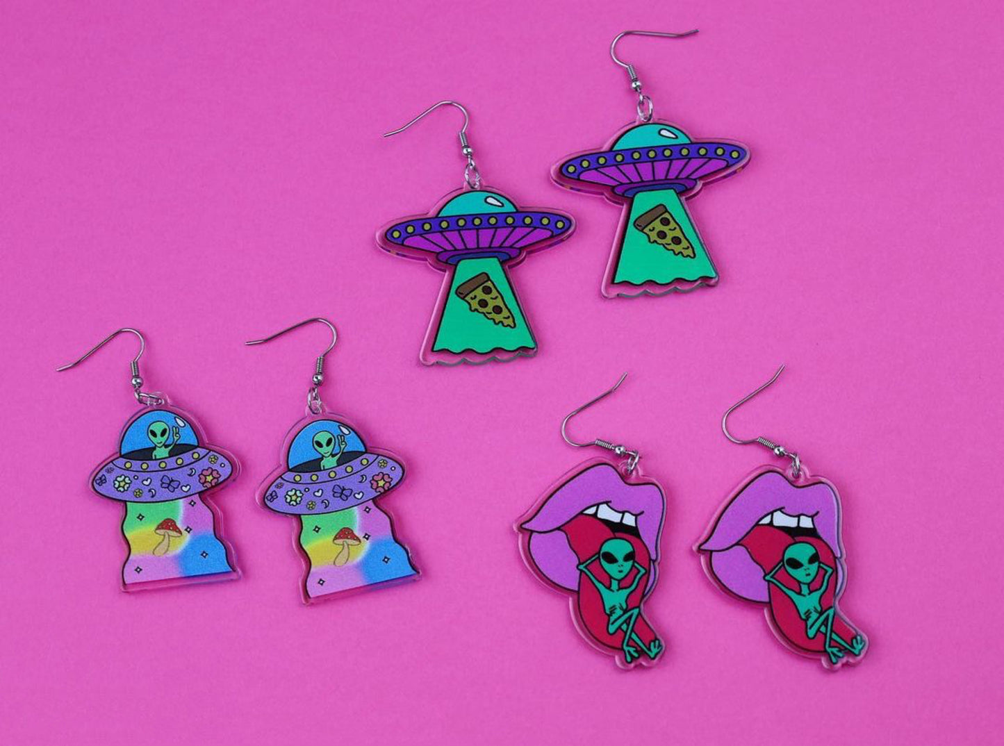 Acrylic Alien Earrings Spaceman Printed Earrings