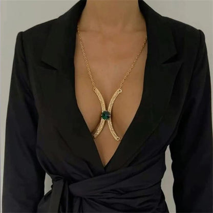 Fashion Green Gem Chest Plate Ladies