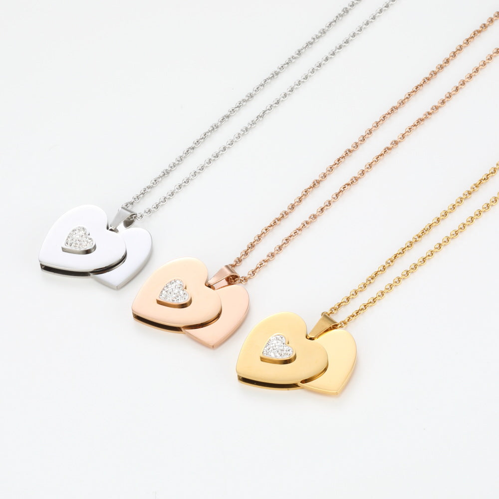 Best Friend Gift Peach Heart Combination Necklace