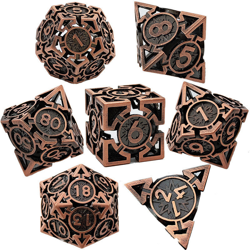 Fashion Metal Hollow Faceted Dice Set