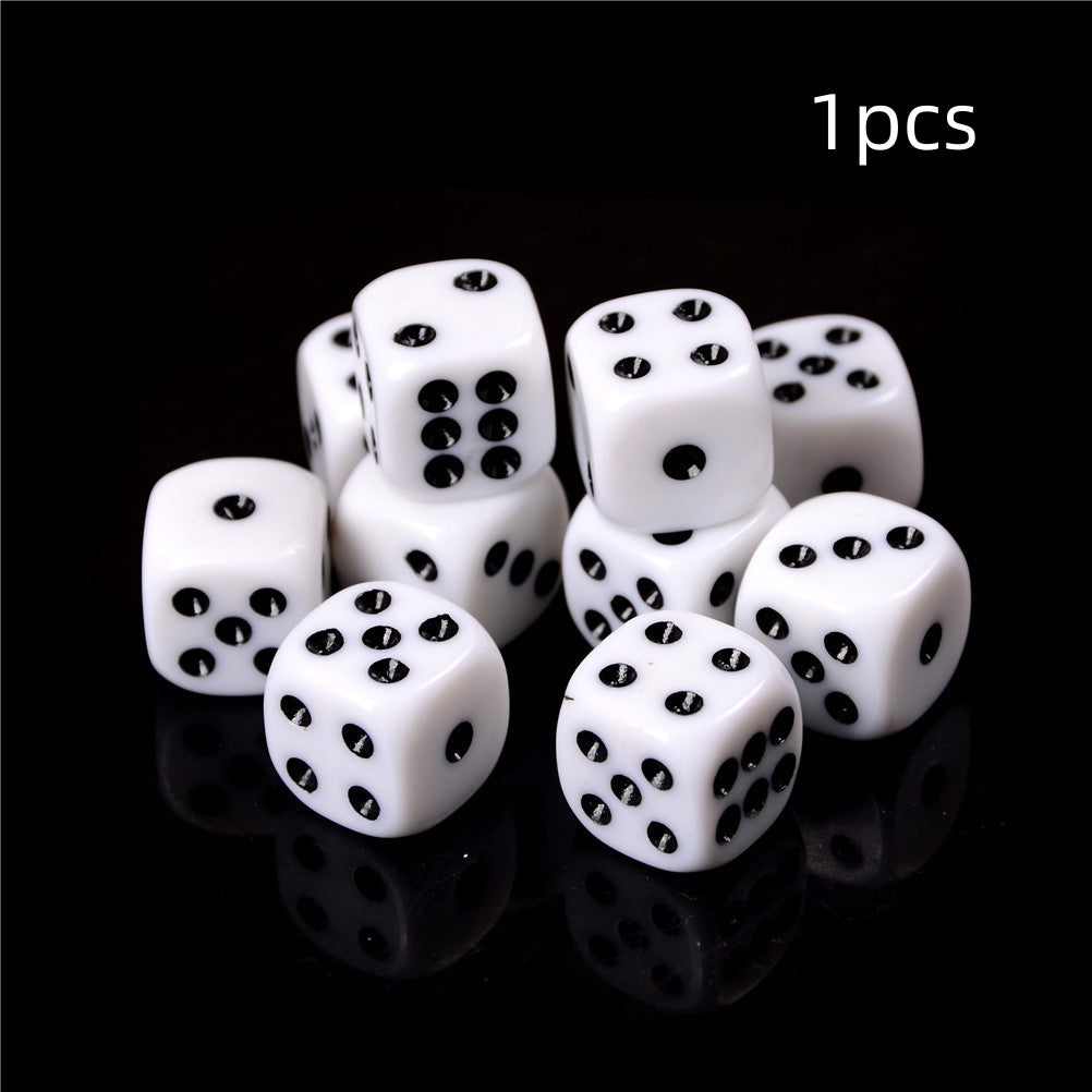 White All Black Dot 12MM Rounded Dice