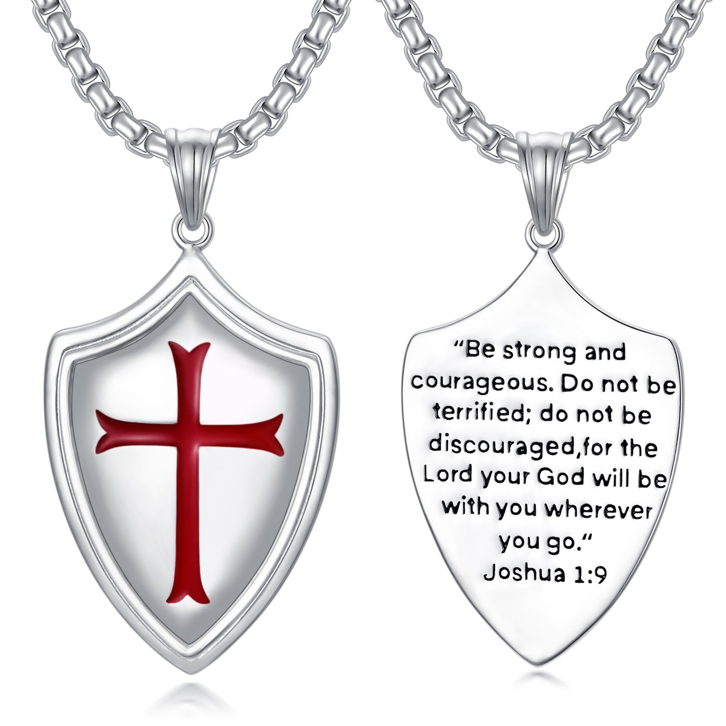 Knights Templar Shield Necklace in Sterling Silver Pendants Necklace for Men