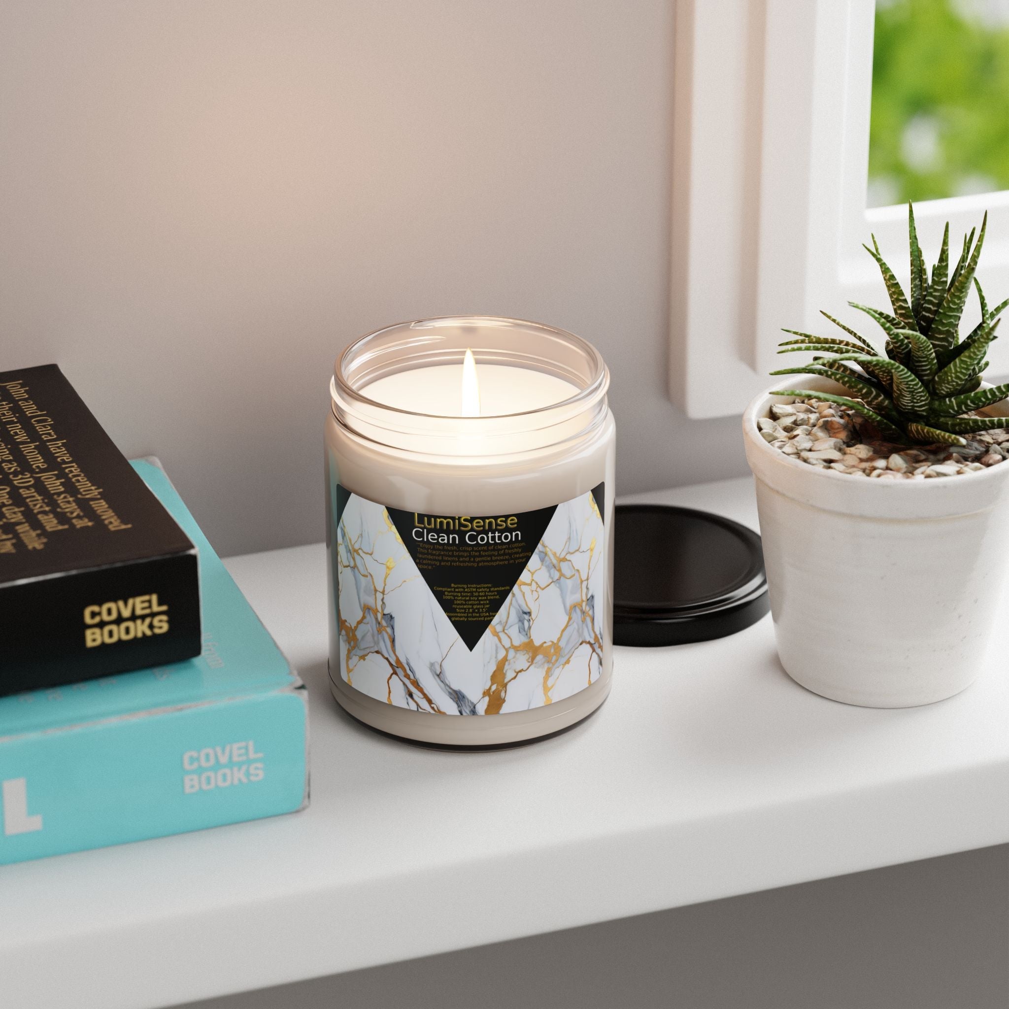 Clean Cotton Scented Soy Candle - 9oz Luxury Aromatherapy - S-Mart Shop Smart Treasures