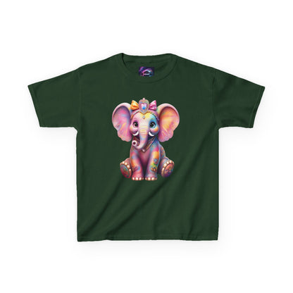 Colorful Elephant Kids Heavy Cotton Tee for Playful Adventures - S-Mart Shop Smart Treasures