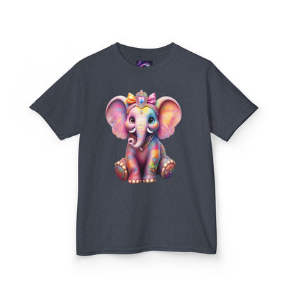 Colorful Elephant Kids Heavy Cotton Tee for Playful Adventures - S-Mart Shop Smart Treasures
