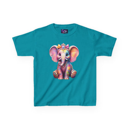 Colorful Elephant Kids Heavy Cotton Tee for Playful Adventures - S-Mart Shop Smart Treasures