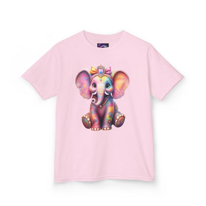 Colorful Elephant Kids Heavy Cotton Tee for Playful Adventures - S-Mart Shop Smart Treasures
