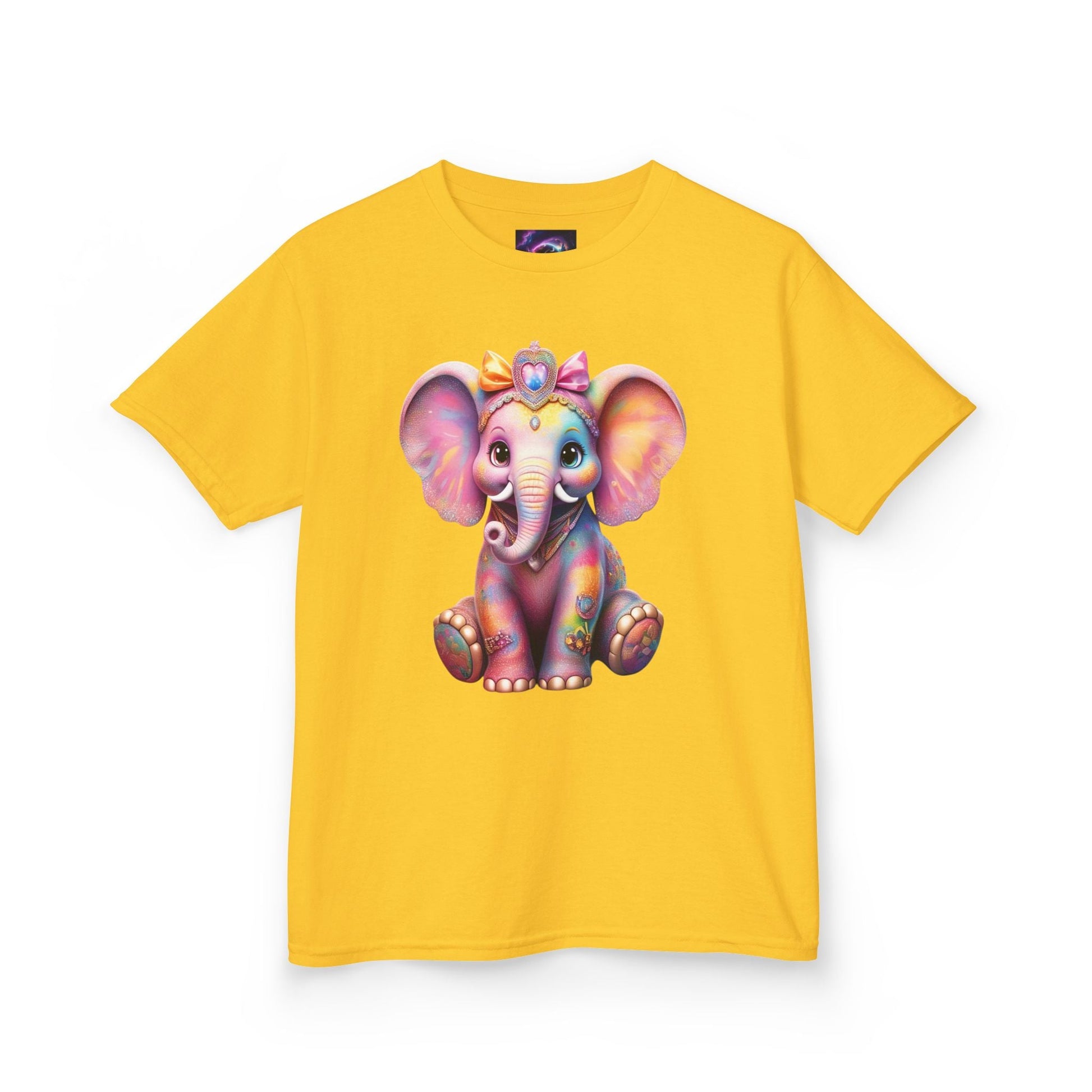 Colorful Elephant Kids Heavy Cotton Tee for Playful Adventures - S-Mart Shop Smart Treasures