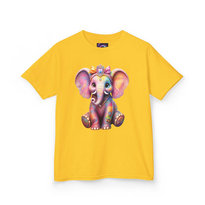 Colorful Elephant Kids Heavy Cotton Tee for Playful Adventures - S-Mart Shop Smart Treasures