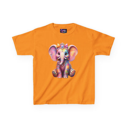 Colorful Elephant Kids Heavy Cotton Tee for Playful Adventures - S-Mart Shop Smart Treasures