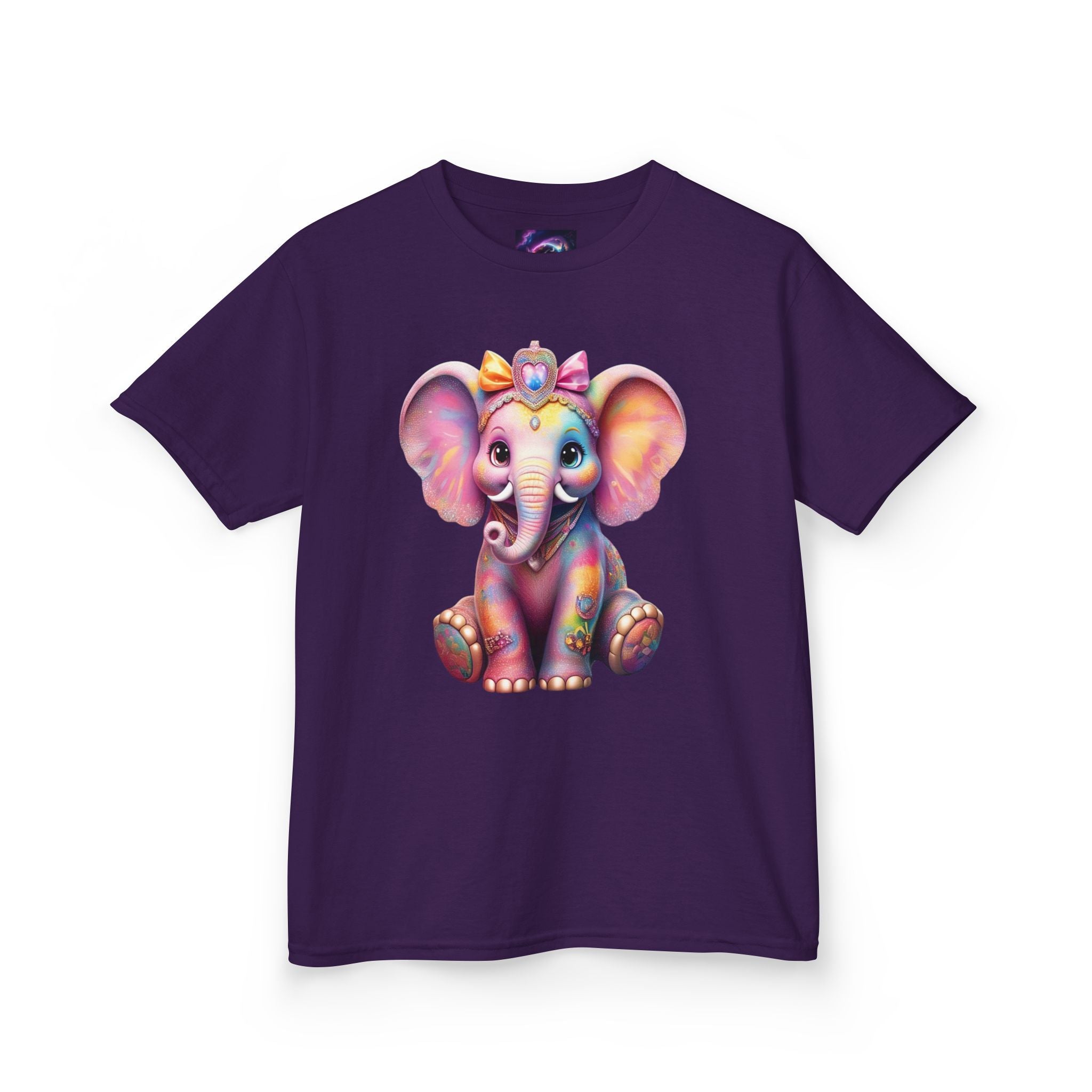 Colorful Elephant Kids Heavy Cotton Tee for Playful Adventures - S-Mart Shop Smart Treasures