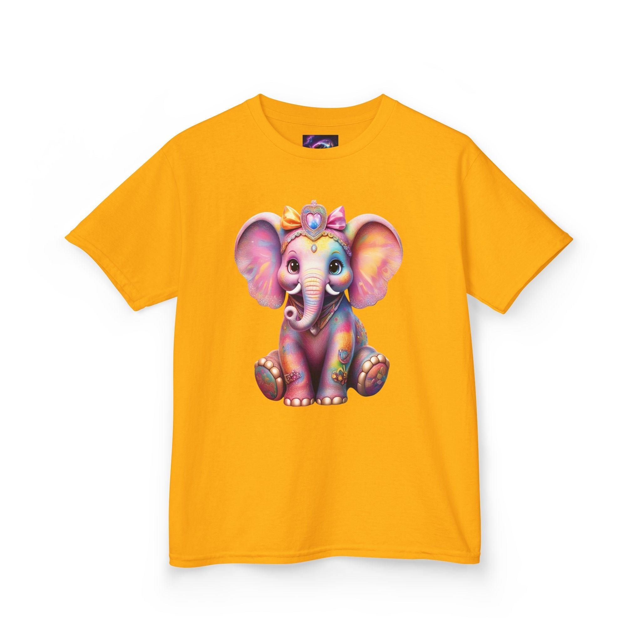 Colorful Elephant Kids Heavy Cotton Tee for Playful Adventures - S-Mart Shop Smart Treasures