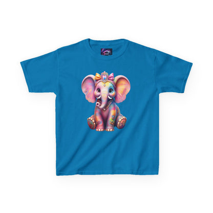 Colorful Elephant Kids Heavy Cotton Tee for Playful Adventures - S-Mart Shop Smart Treasures