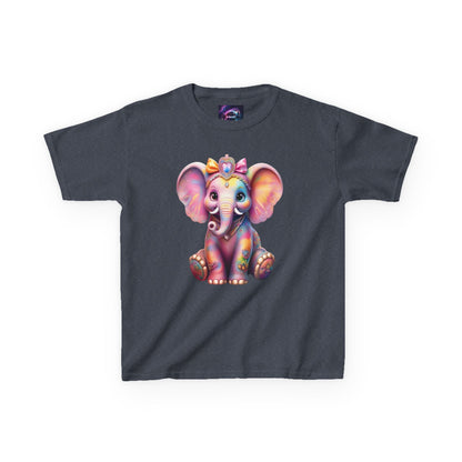 Colorful Elephant Kids Heavy Cotton Tee for Playful Adventures - S-Mart Shop Smart Treasures