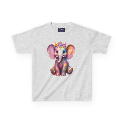 Colorful Elephant Kids Heavy Cotton Tee for Playful Adventures - S-Mart Shop Smart Treasures