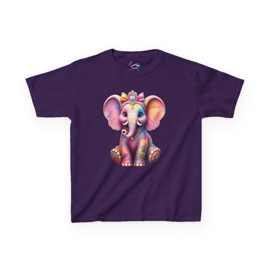 Colorful Elephant Kids Heavy Cotton Tee for Playful Adventures - S-Mart Shop Smart Treasures