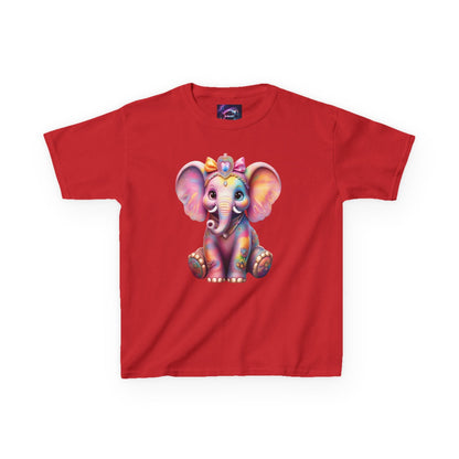 Colorful Elephant Kids Heavy Cotton Tee for Playful Adventures - S-Mart Shop Smart Treasures