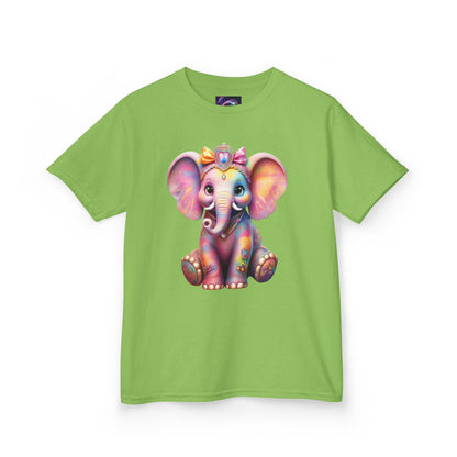 Colorful Elephant Kids Heavy Cotton Tee for Playful Adventures - S-Mart Shop Smart Treasures