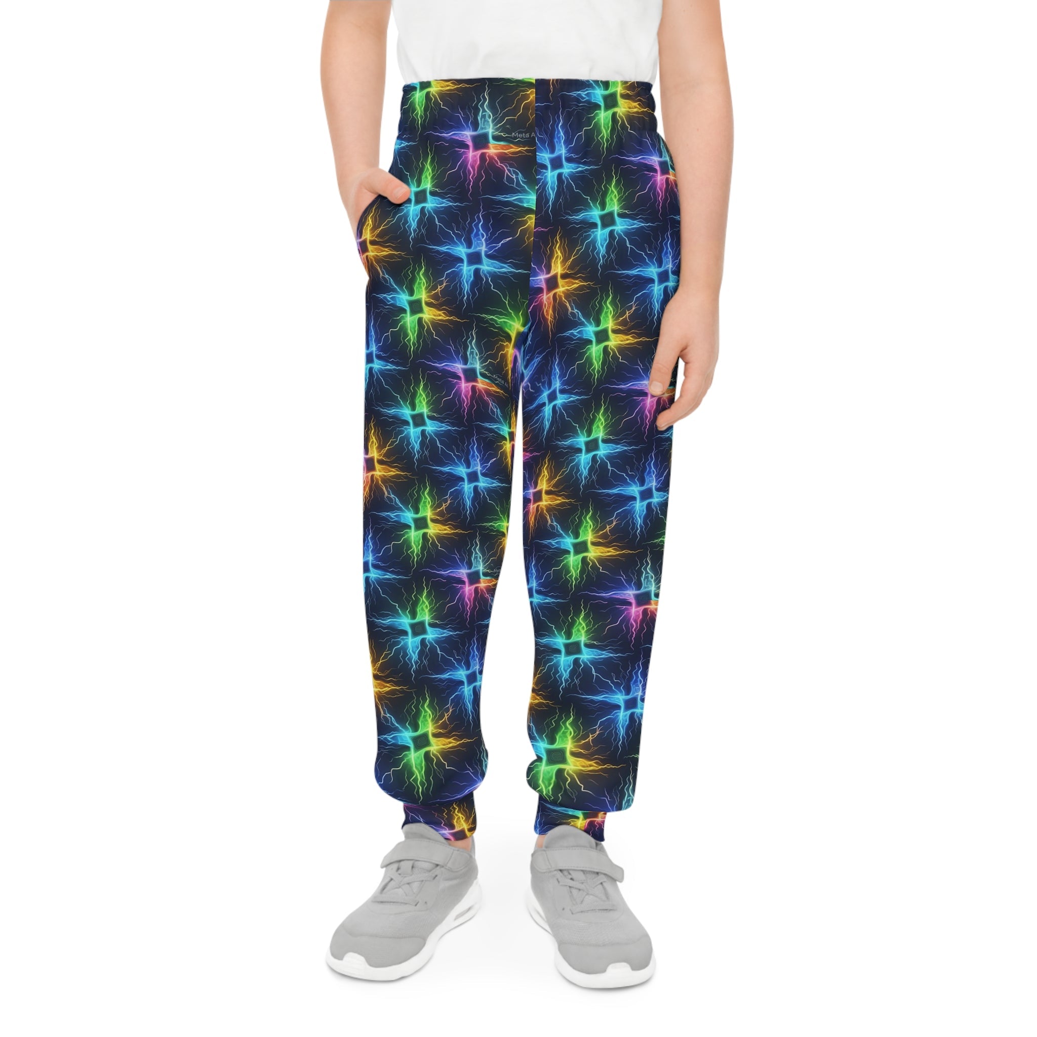 Colorful Neon Lightning Youth Joggers - Trendy & Comfortable Activewear - S-Mart Shop Smart Treasures