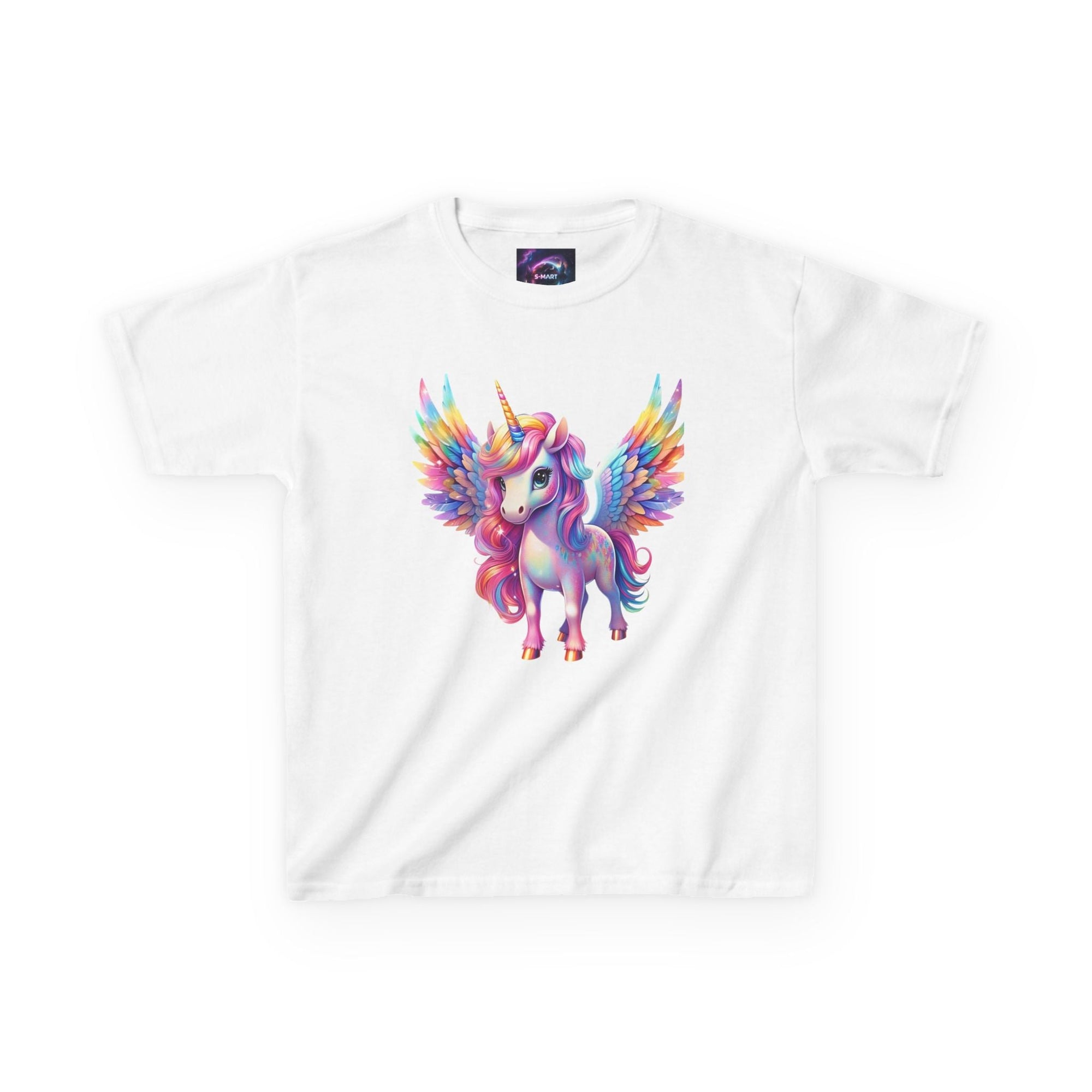 Colorful Unicorn Kids Heavy Cotton Tee - Fun & Whimsical Shirt for Magical Play - S - Mart Shop Smart Treasures