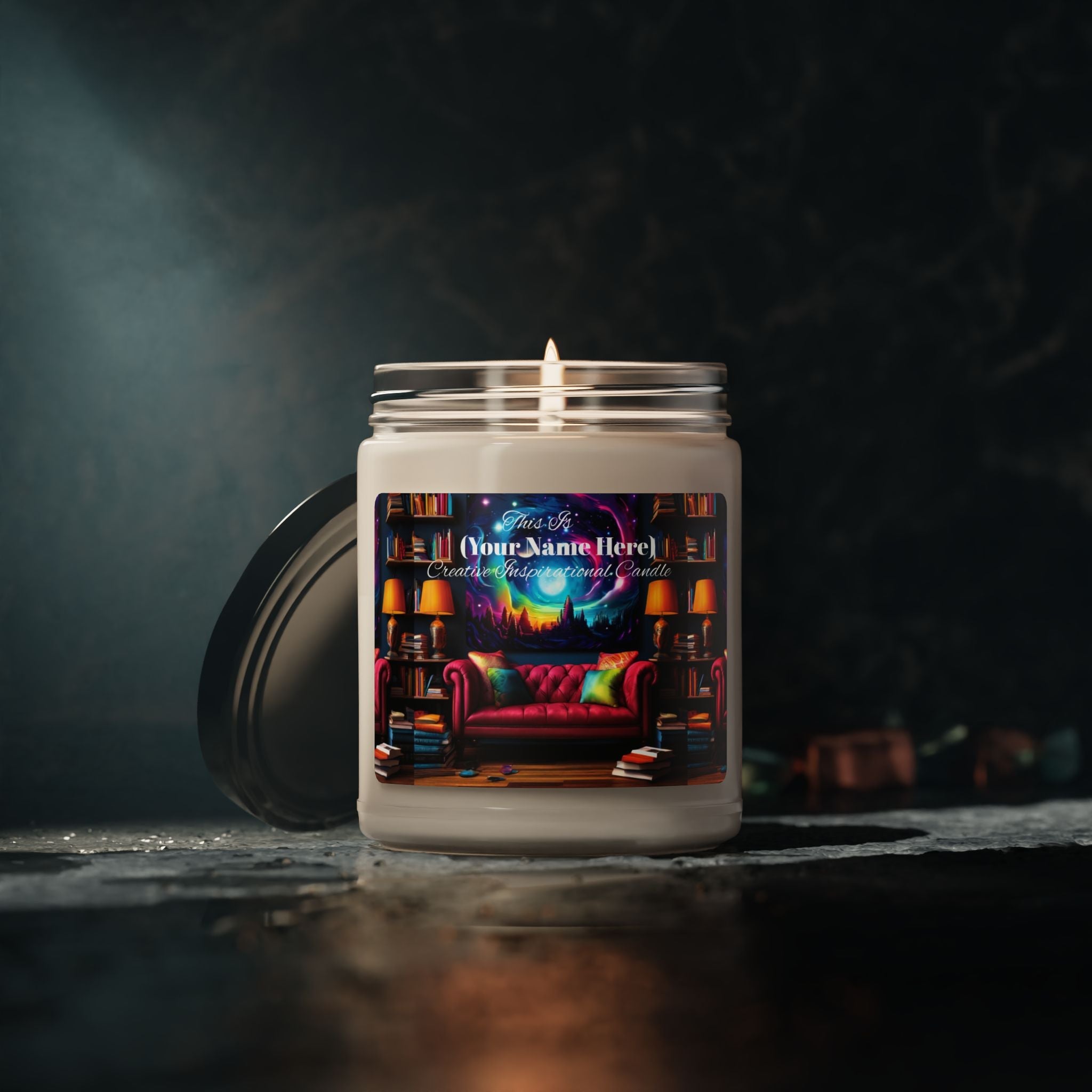 Cozy Reading Nook Customizable Your Name Here Scented Soy Candle - 9oz - S-Mart Shop Smart Treasures