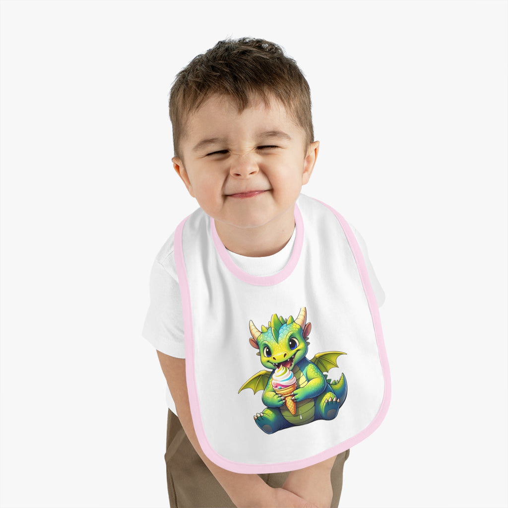 Cute Dragon Baby Bib with Contrast Trim - Perfect for Mealtime Fun - S - Mart Shop Smart Treasures