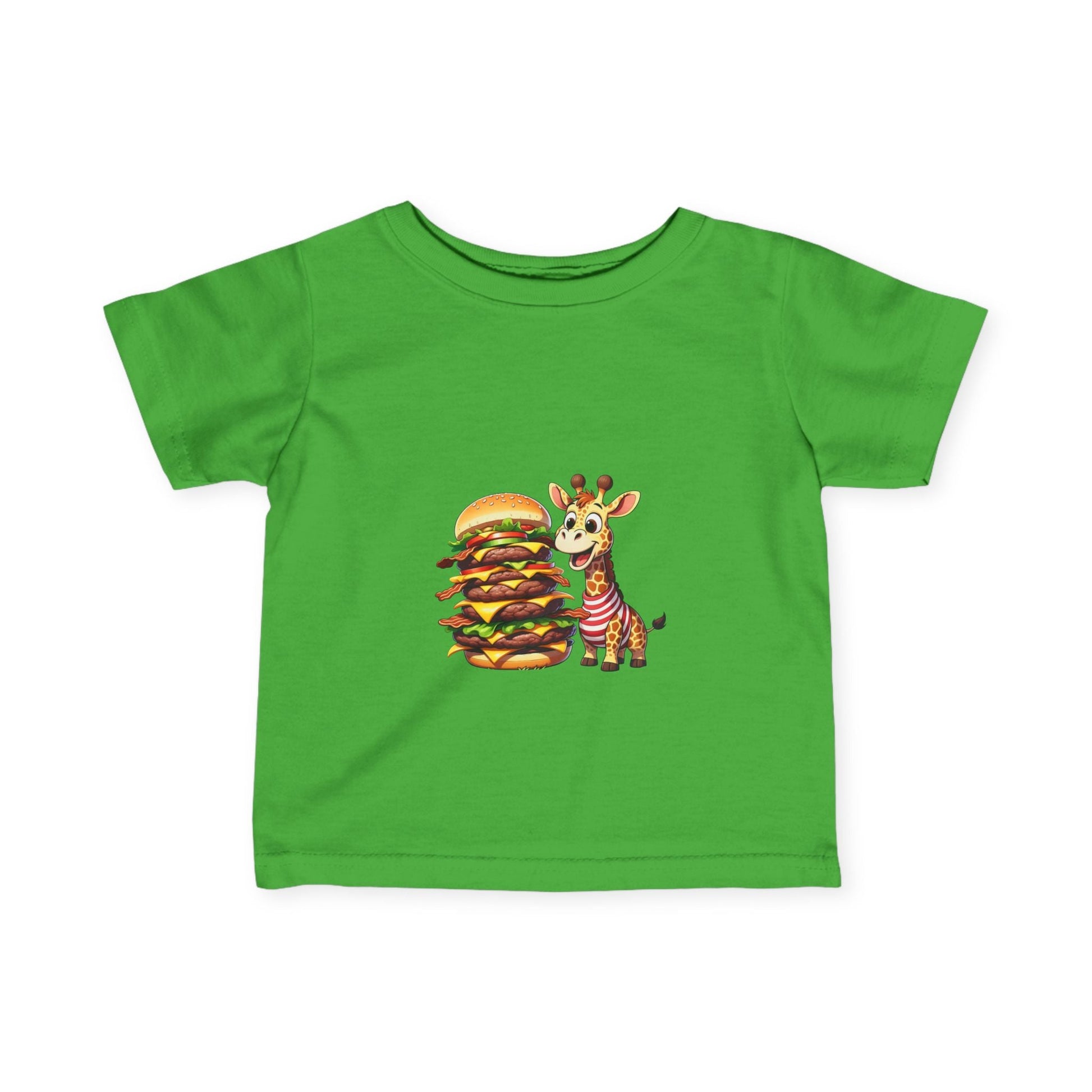 Cute Giraffe Eating Super Burger Infant Tee - Adorable Baby T-Shirt for Food Lovers - S-Mart Shop Smart Treasures