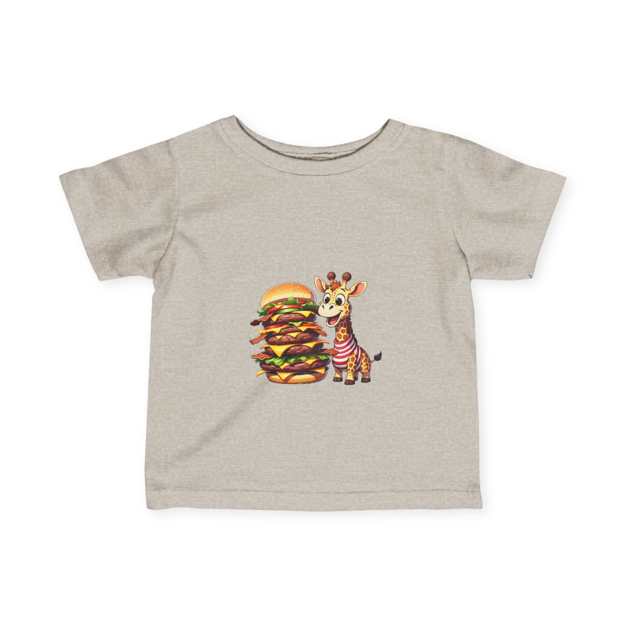 Cute Giraffe Eating Super Burger Infant Tee - Adorable Baby T-Shirt for Food Lovers - S-Mart Shop Smart Treasures