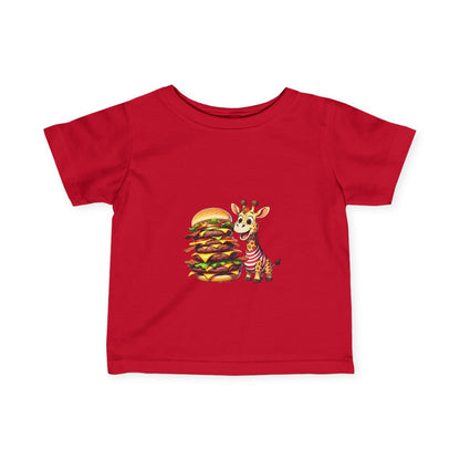 Cute Giraffe Eating Super Burger Infant Tee - Adorable Baby T-Shirt for Food Lovers - S-Mart Shop Smart Treasures