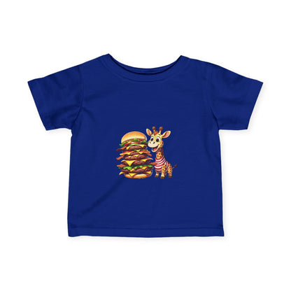 Cute Giraffe Eating Super Burger Infant Tee - Adorable Baby T-Shirt for Food Lovers - S-Mart Shop Smart Treasures