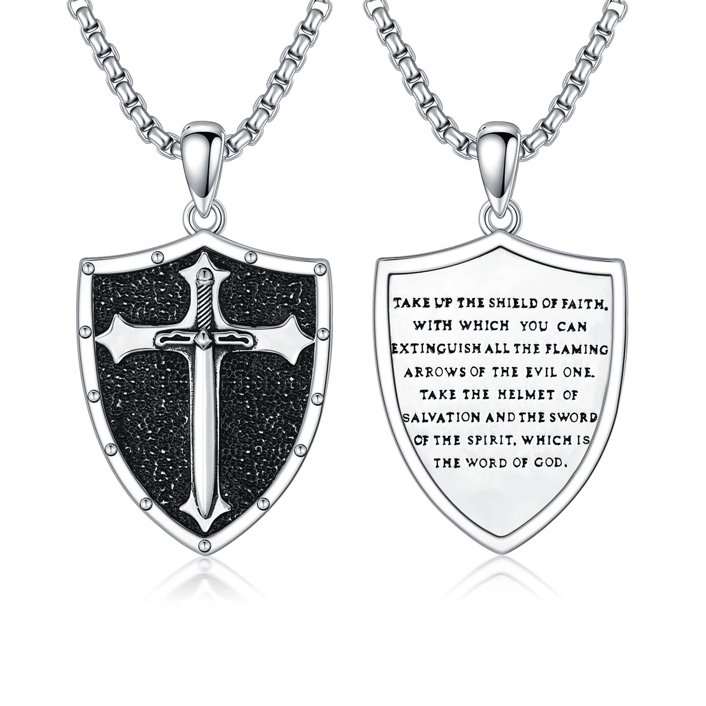 Knights Templar Shield Necklace in Sterling Silver Pendants Necklace for Men