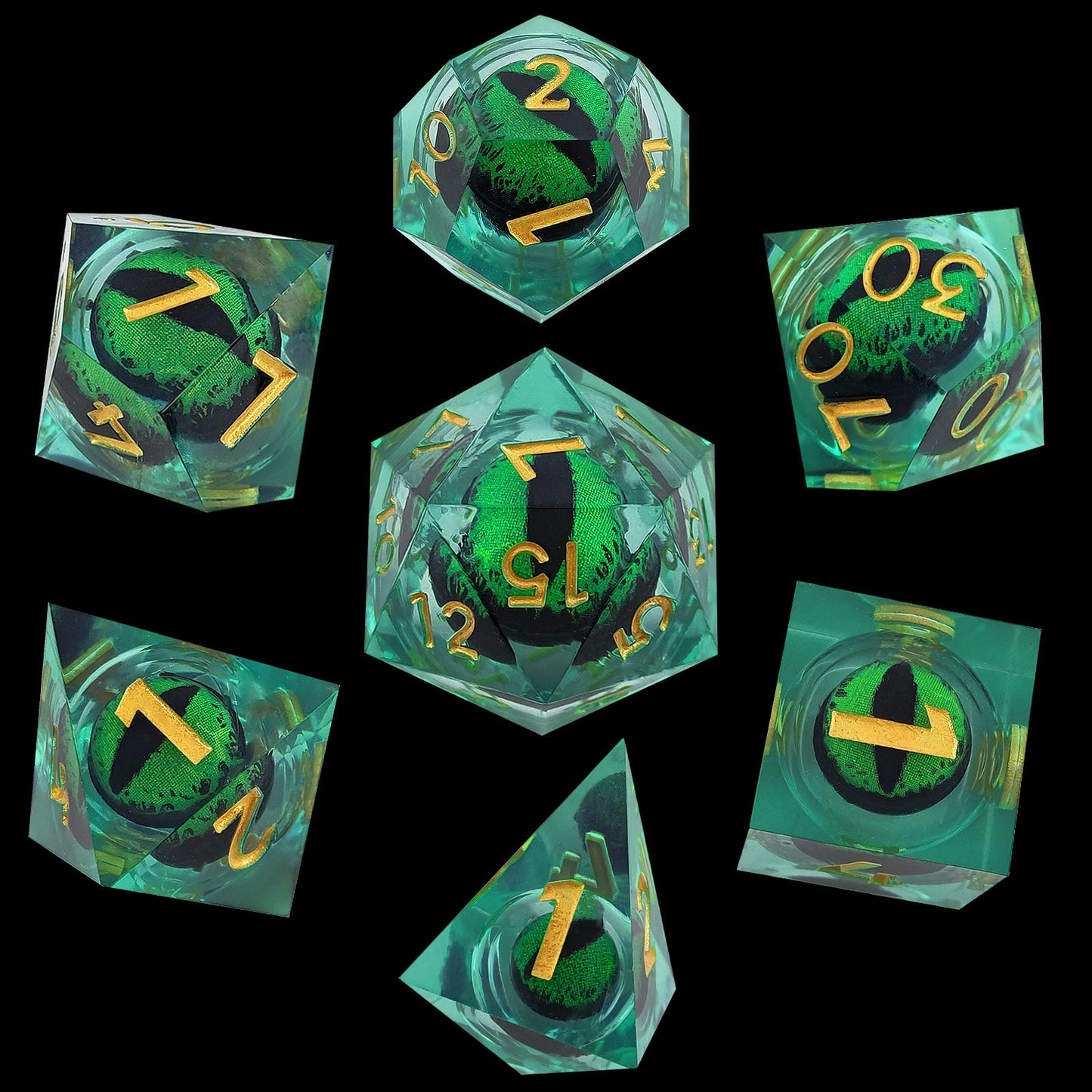 Resin Longans Movable Liquid Multifaceted Dice Suit