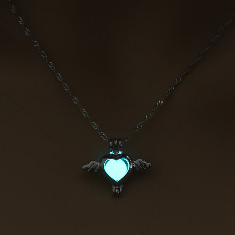 Glow-in-the-dark Angel Wing hollowed-out diy necklace