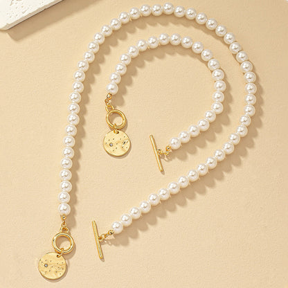 Pearl Bracelet And Necklace Set Female With Hearts Clavicle Chain