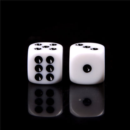 White All Black Dot 12MM Rounded Dice