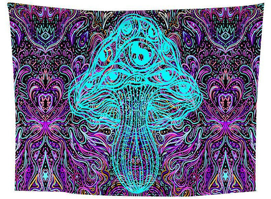 Mushroom Line Art Tapestry