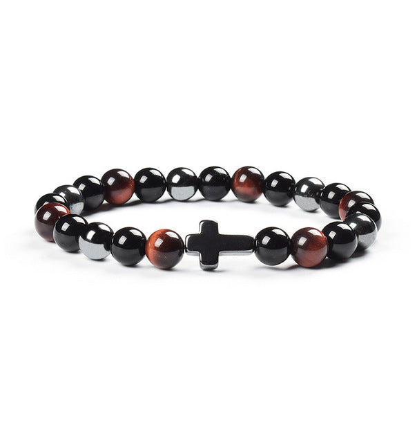 Colorful Tigereye Cross Agate Bracelet