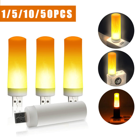 USB Atmosphere Light LED Flame Flashing Candle Lights Book Lamp For Power Bank Camping Lighting Cigarette Lighter Effect Light