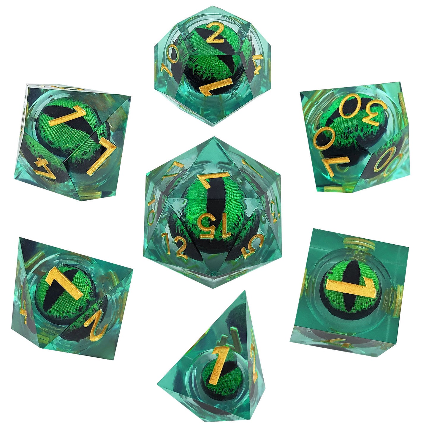 Resin Longans Movable Liquid Multifaceted Dice Suit