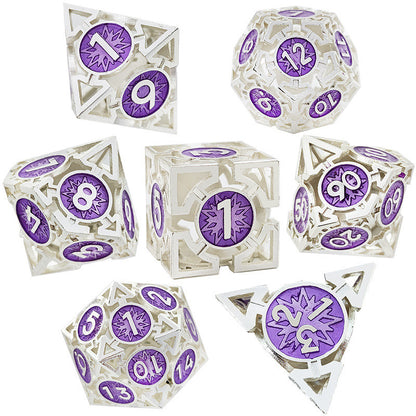 Fashion Metal Hollow Faceted Dice Set