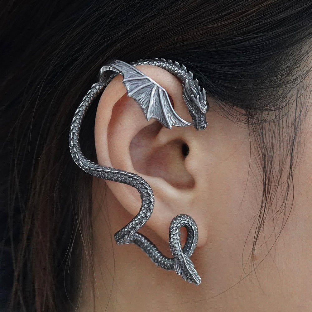 Stainless Steel Dragon Retro Punk Gothic Dragon Earrings