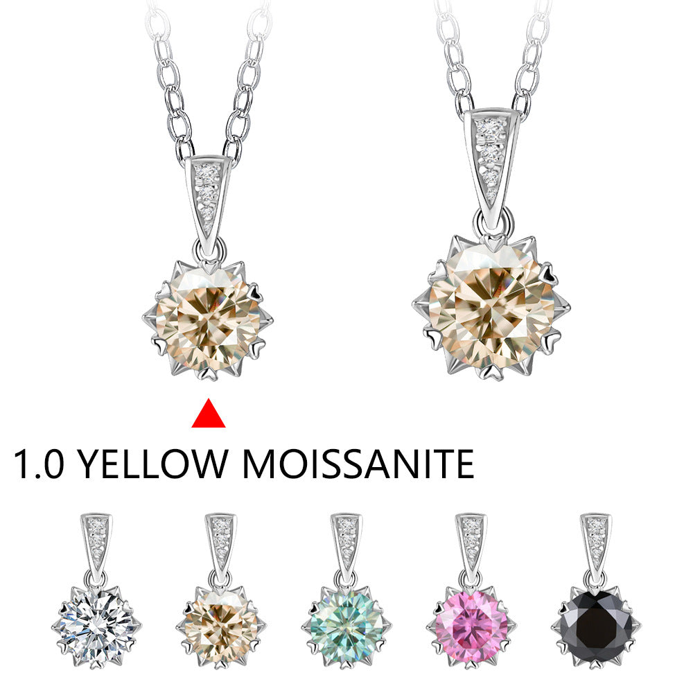 Special-interest Design 2 Karat Sterling Silver Color Moissanite Snowflake Necklace Fashion Versatile