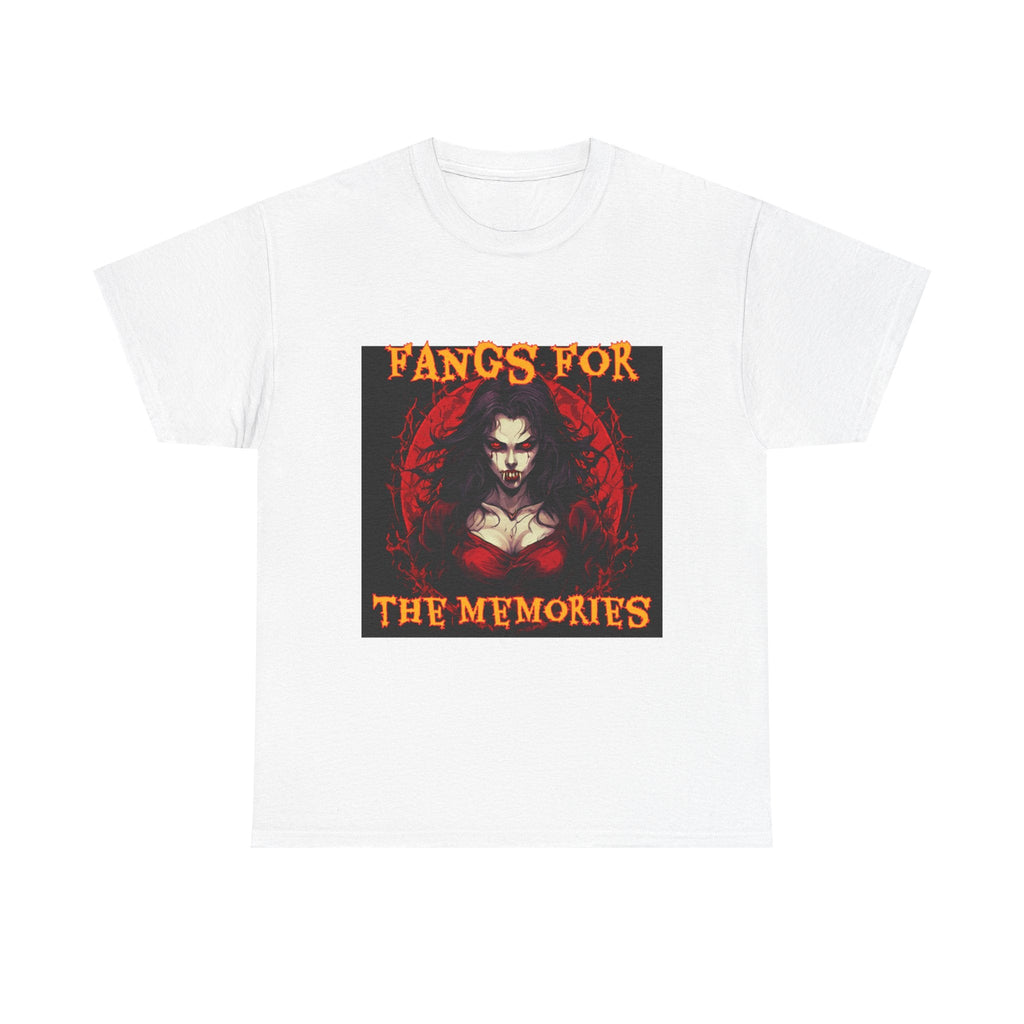 Fangs For The Memories Unisex Heavy Cotton Tee - Gothic Halloween T-Shirt - S - Mart Shop Smart Treasures