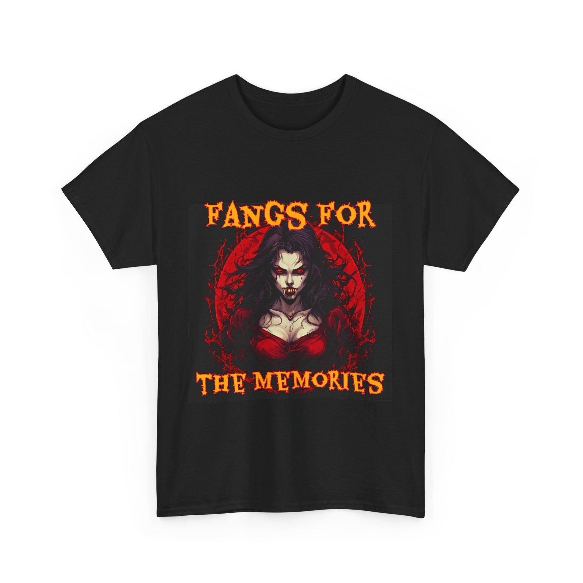 Fangs For The Memories Unisex Heavy Cotton Tee - Gothic Halloween T-Shirt - S - Mart Shop Smart Treasures