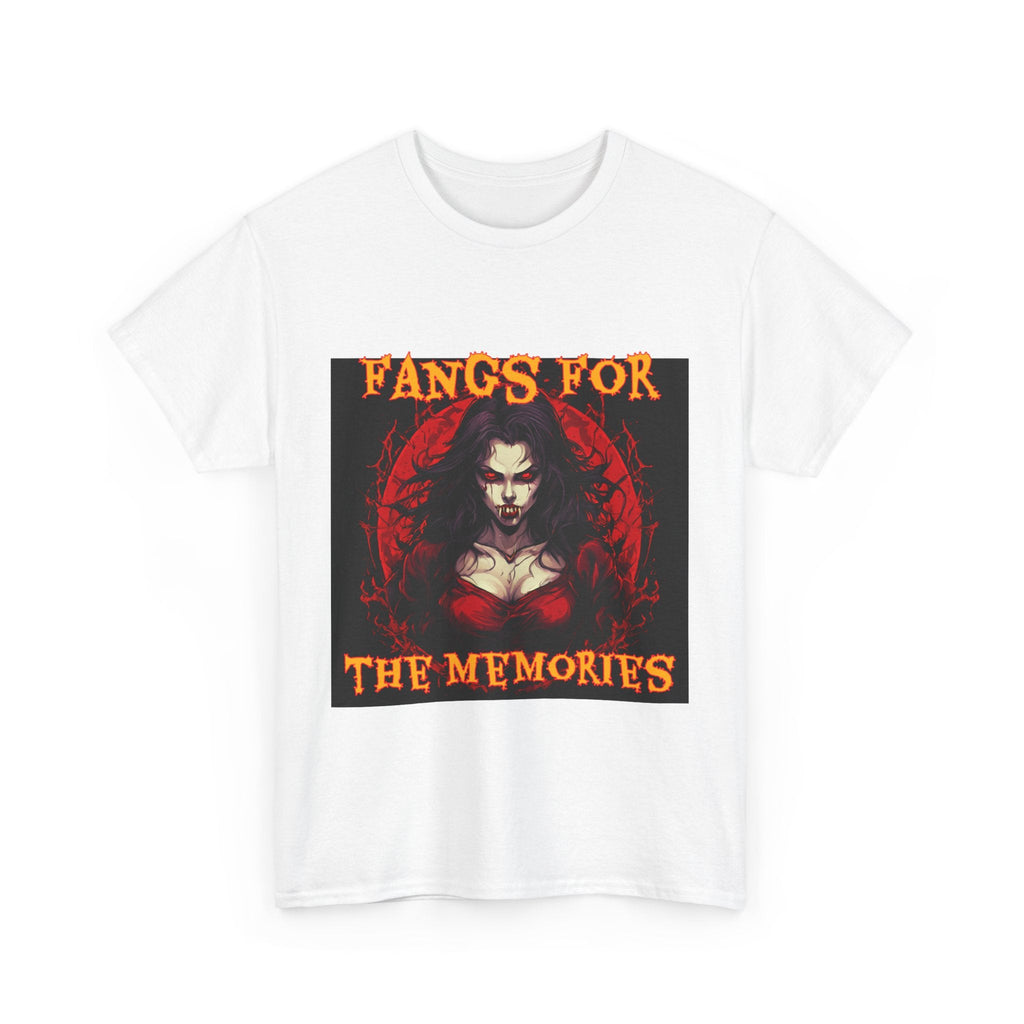 Fangs For The Memories Unisex Heavy Cotton Tee - Gothic Halloween T-Shirt - S - Mart Shop Smart Treasures